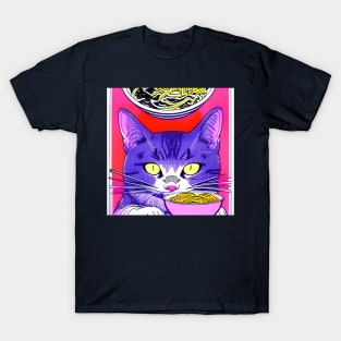 Cat Eating Ramen Noodle Soup T-Shirt